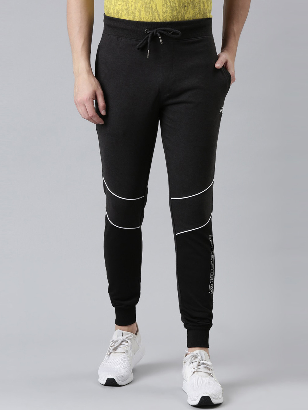 Force NXT Men Printed Detail Super Combed Cotton Slim-Fit Joggers