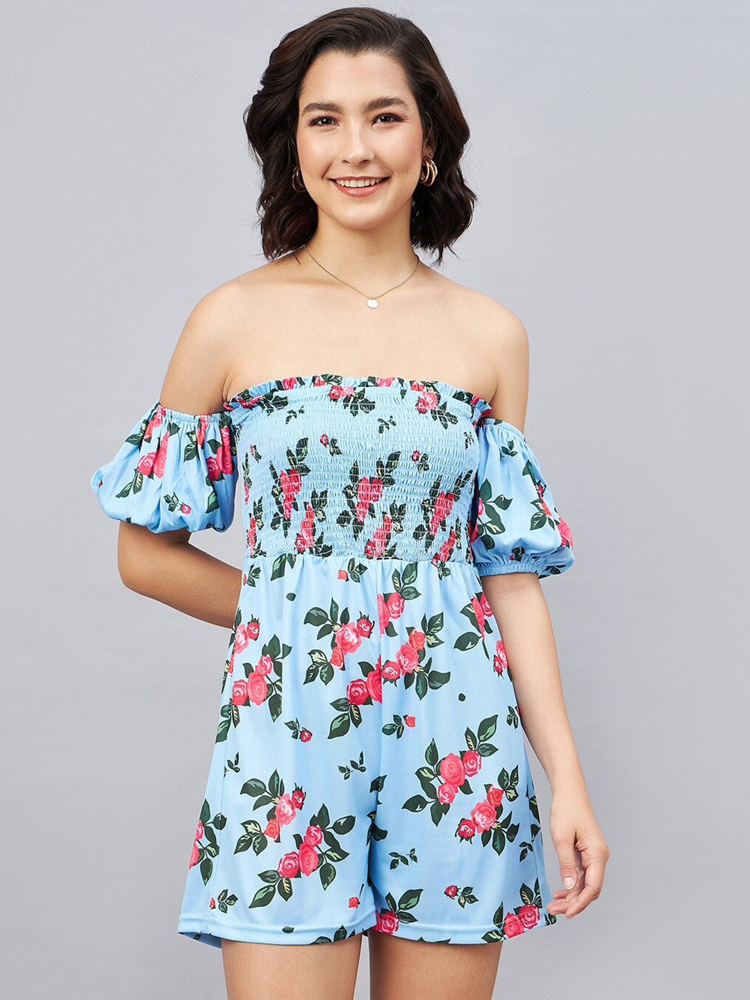 Orchid Blues Printed Off-Shoulder Playsuit