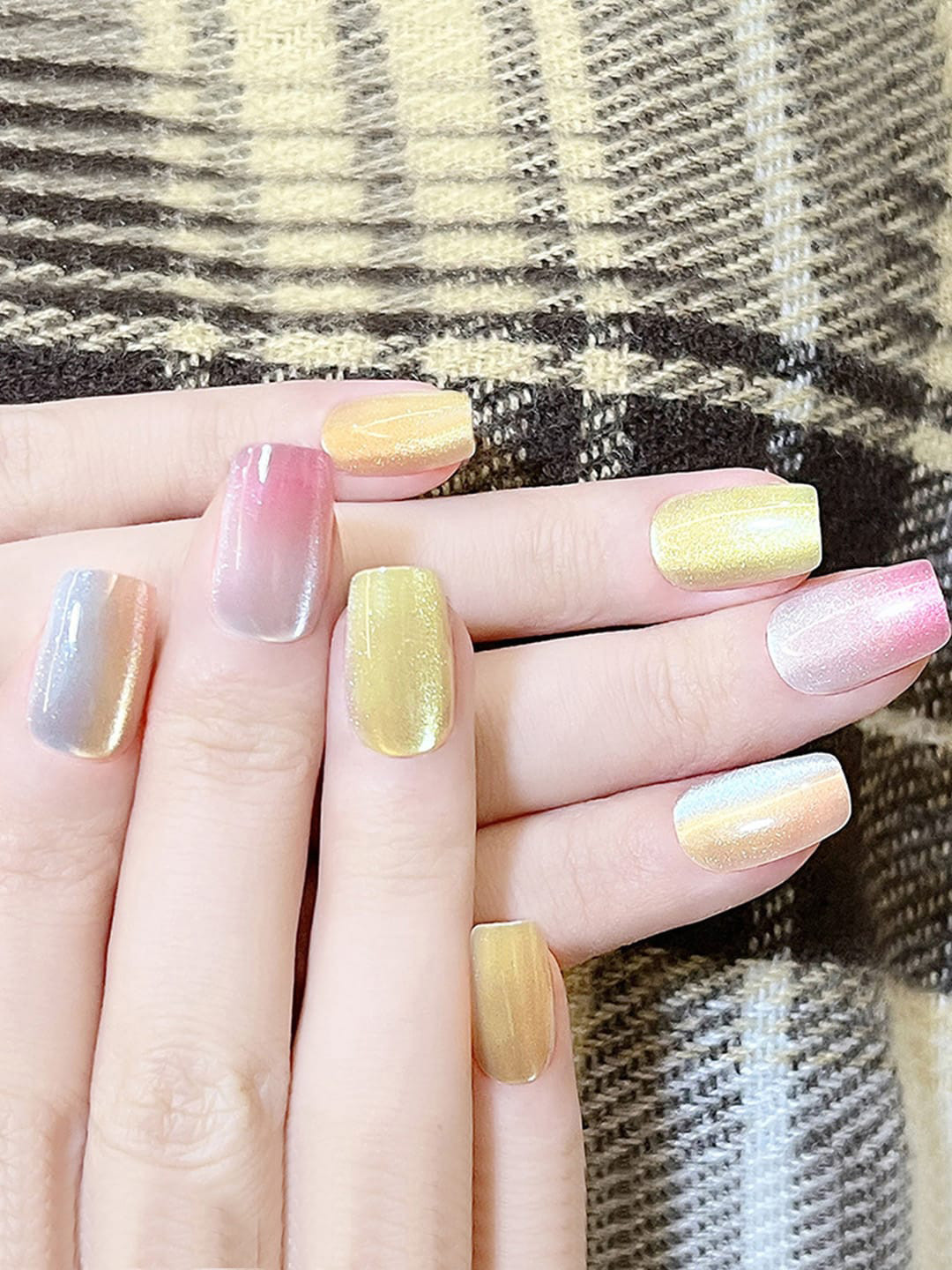 Secret Lives 24-Pcs Acrylic Square Shape Rainbow Nails