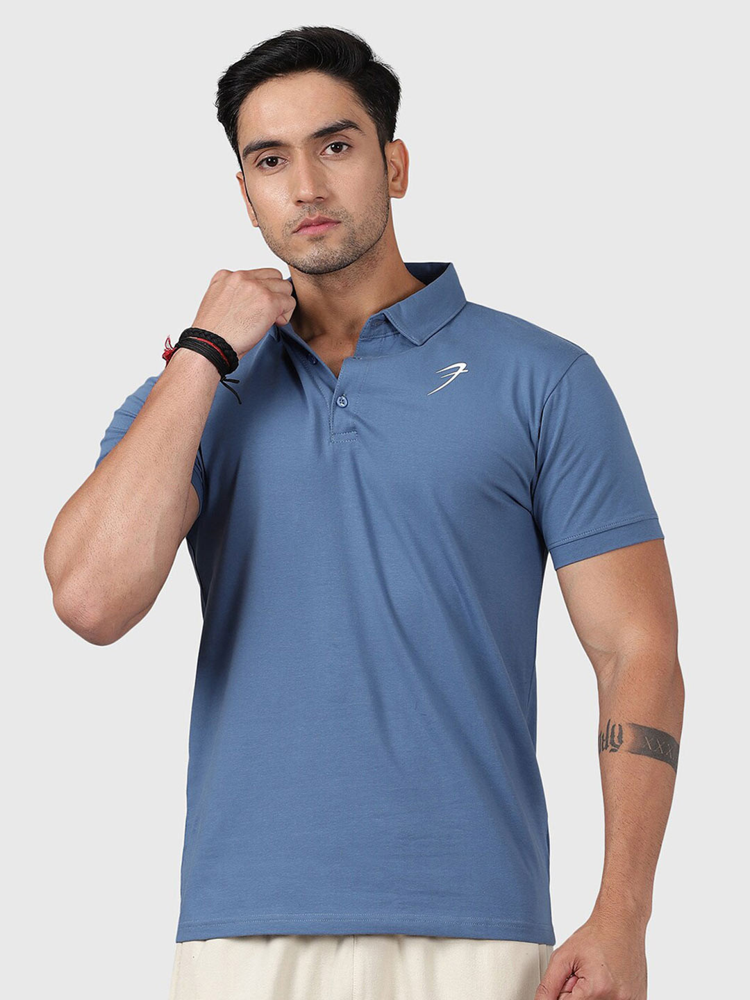 FUAARK  Polo Collar Short Sleeves Moisture Wicking Slim Fit Cotton T-shirt