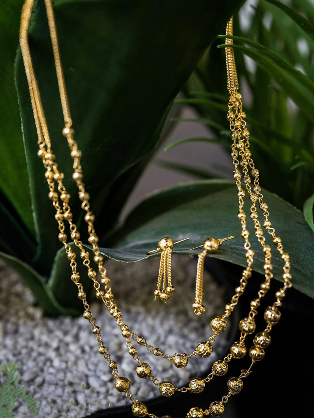 Adc fashions Gold-Plated Beaded Necklace And Earrings