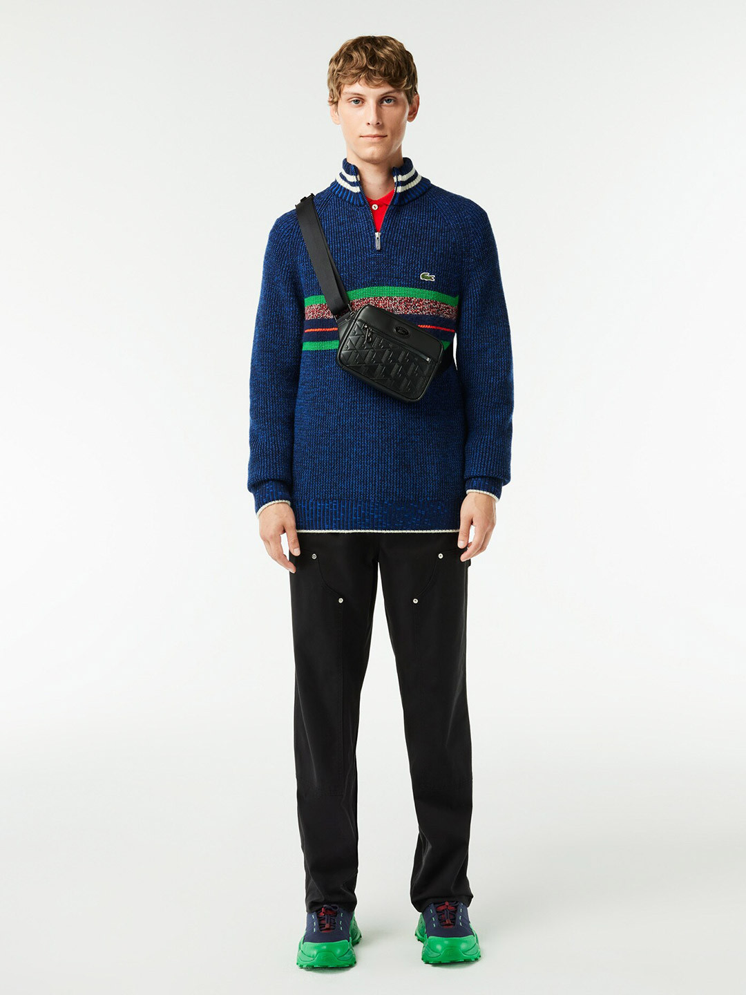 Lacoste Leather Structured Shoulder Bag