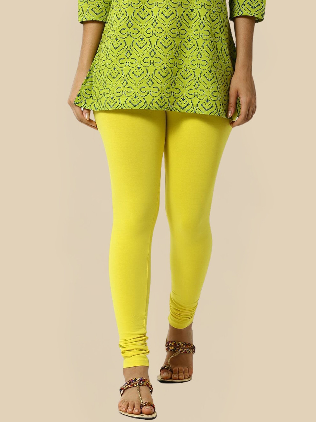 De Moza Slim-Fit Cotton Churidar Length Leggings