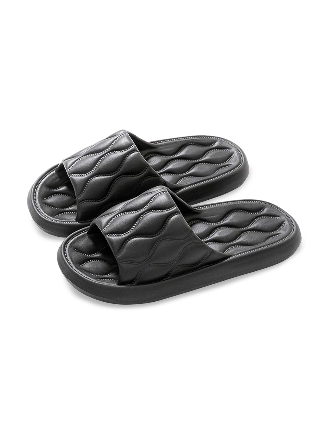 Alexvyan Men Black Eva Slipper Light Weight Non-Skid Croslite Sliders