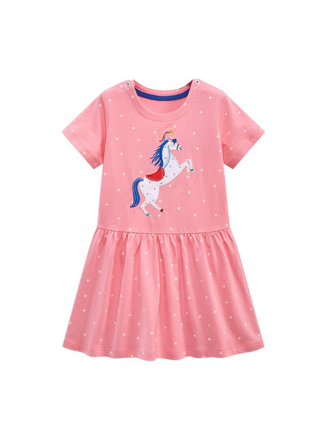 StyleCast x Revolte Girls Pink Polka Dot Print Layered Cotton Drop-Waist Dress