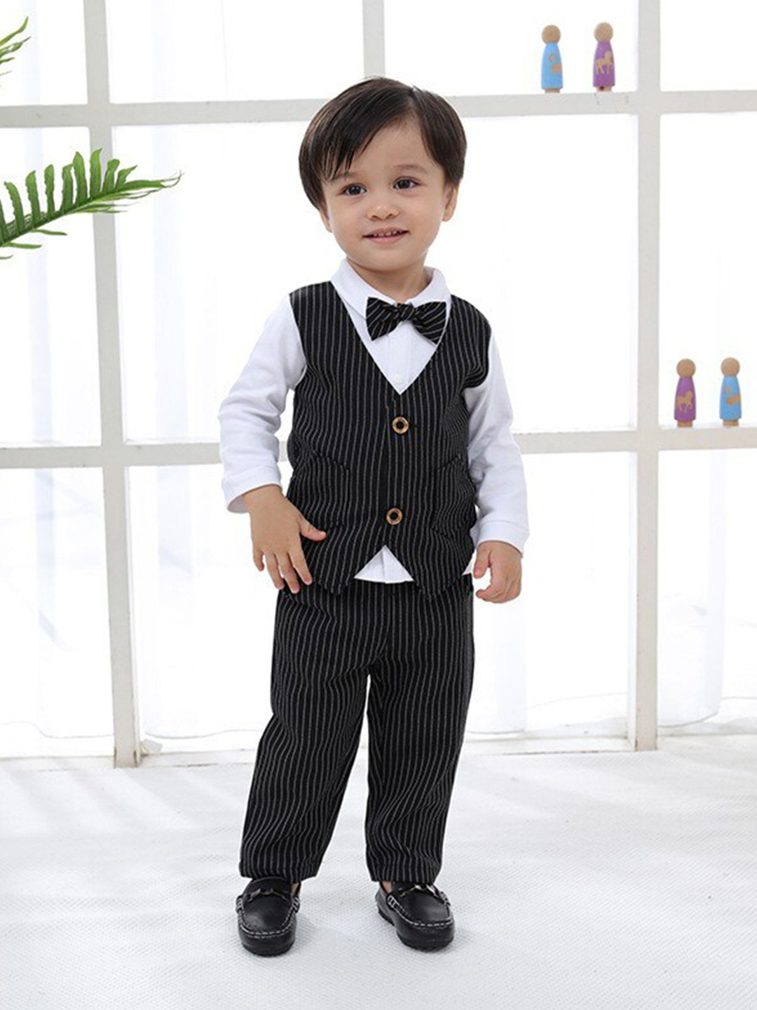 StyleCast x Revolte Boys White &  Black Striped Top with Trousers