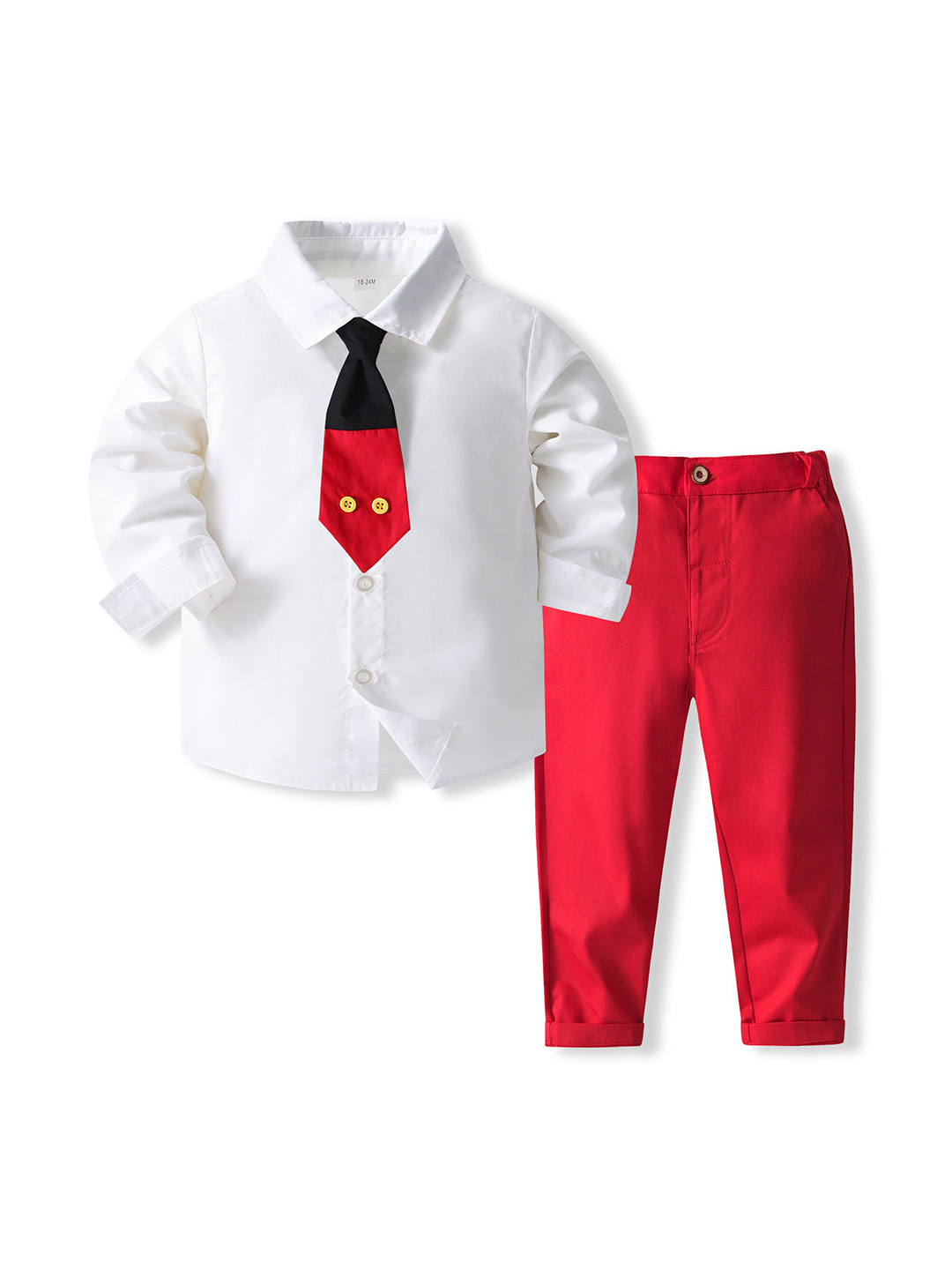 StyleCast x Revolte Boys White & Red Shirt Collar Shirt with Trousers