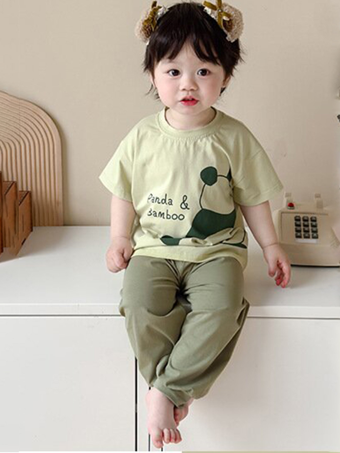 StyleCast x Revolte Boys Green & Black Round Neck Printed Top with Pyjamas
