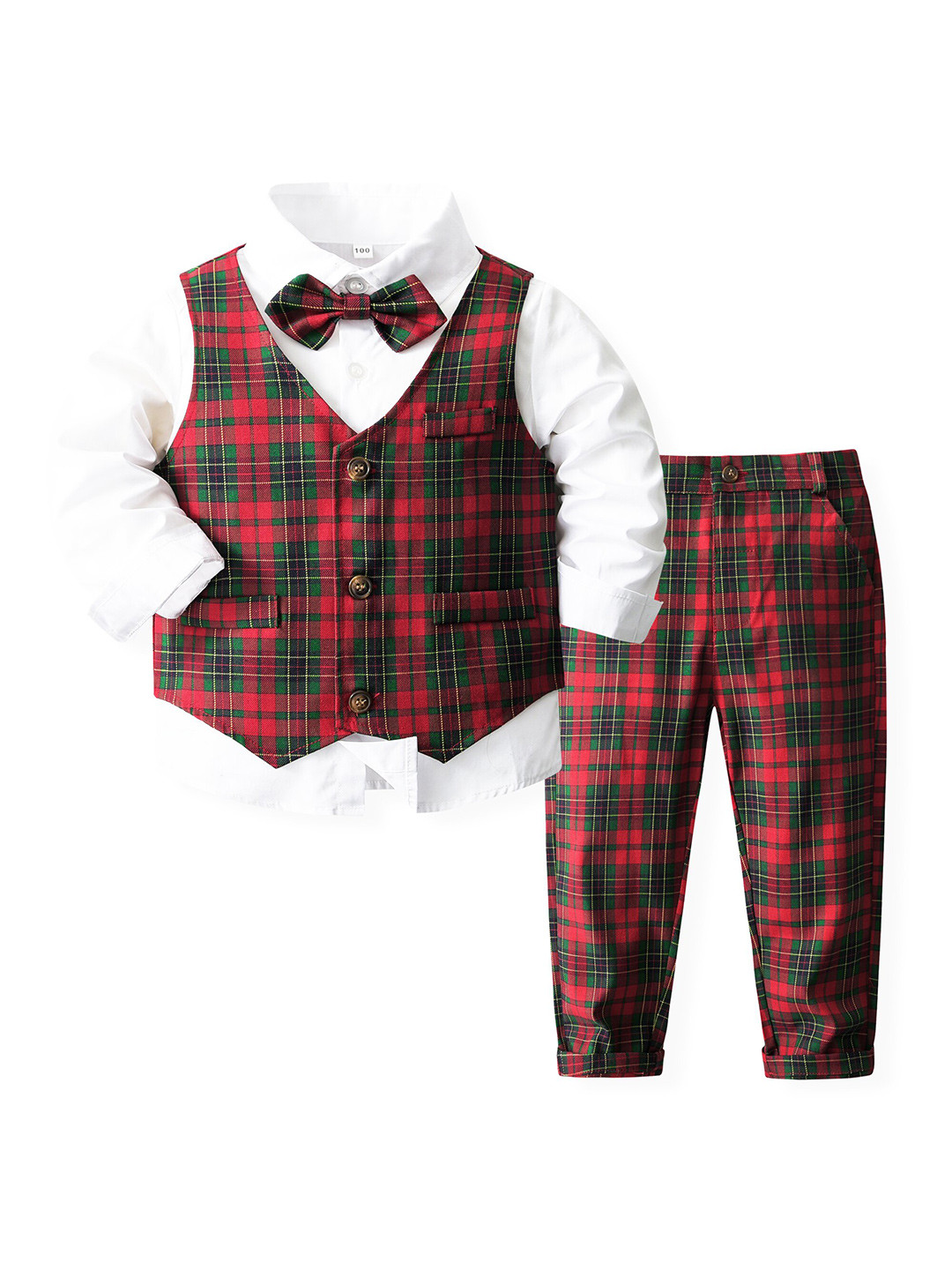 StyleCast x Revolte Boys Checked Pure Cotton Four Piece Suit