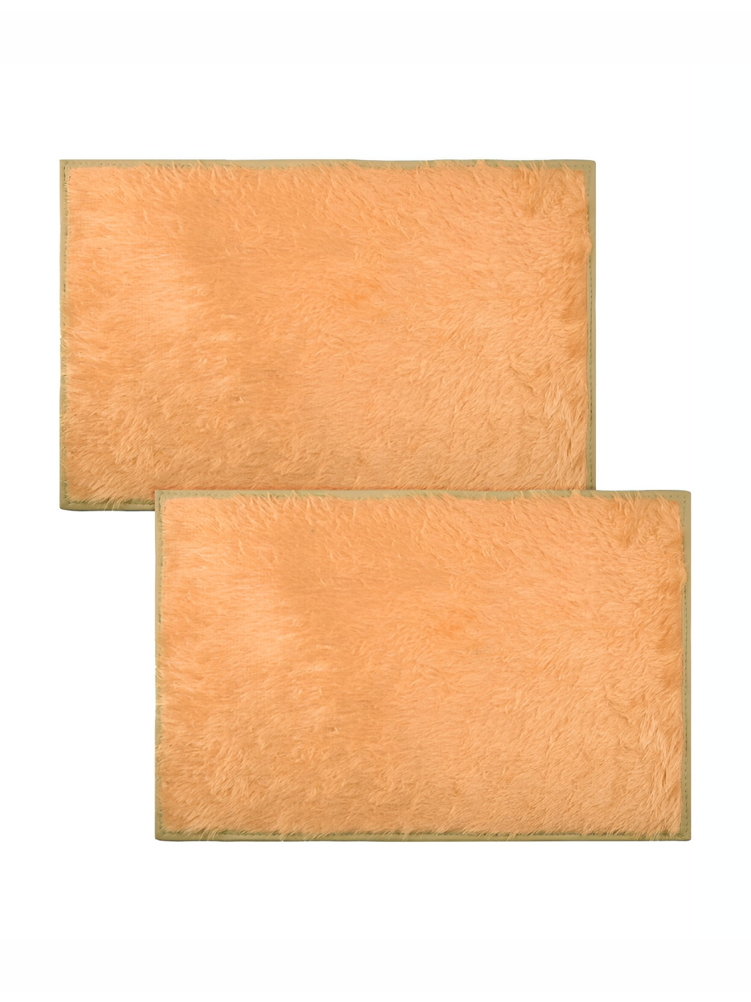 Kuber Industries 2 Pieces Yellow Shaggy Plain Velvet Door Mat