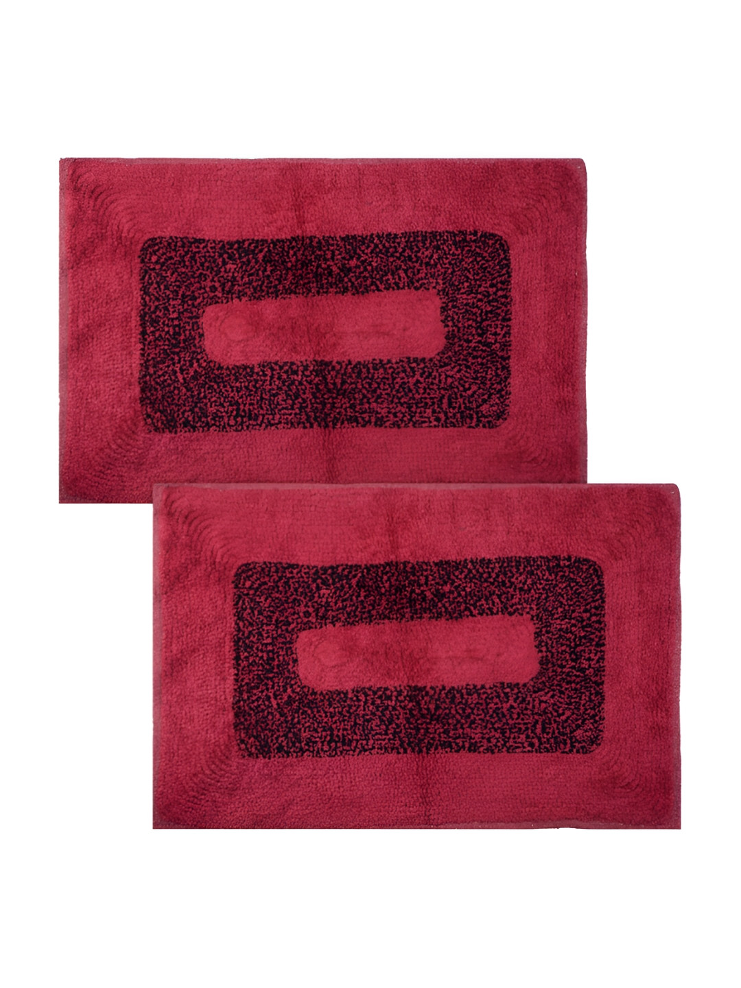 Kuber Industries 2  Pieces Maroon & Black Square Reversible Cotton Door Mat