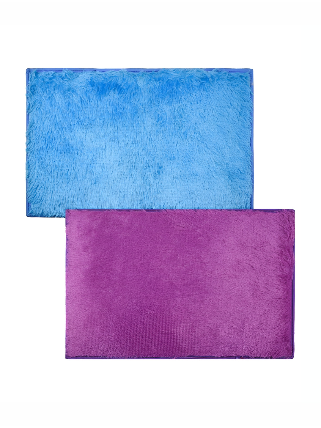 Kuber Industries 2 Pieces Purple & Blue Velvet Door Mats