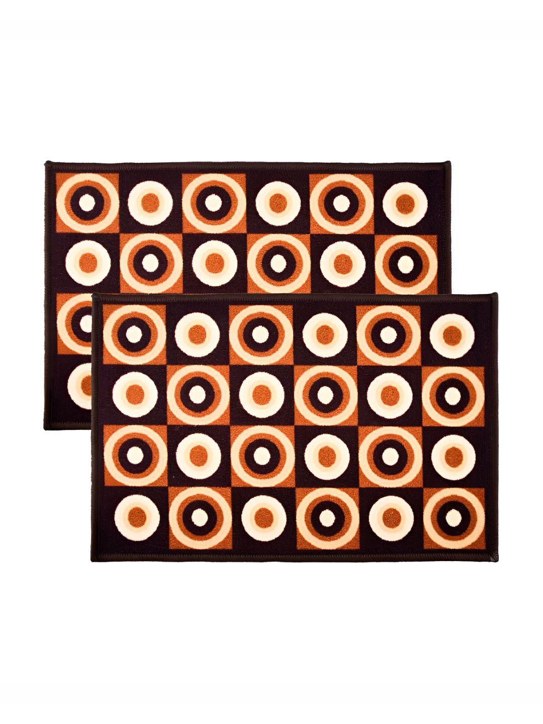Kuber Industries 2 Pieces Brown & Orange-Colored Printed Velvet Doormat