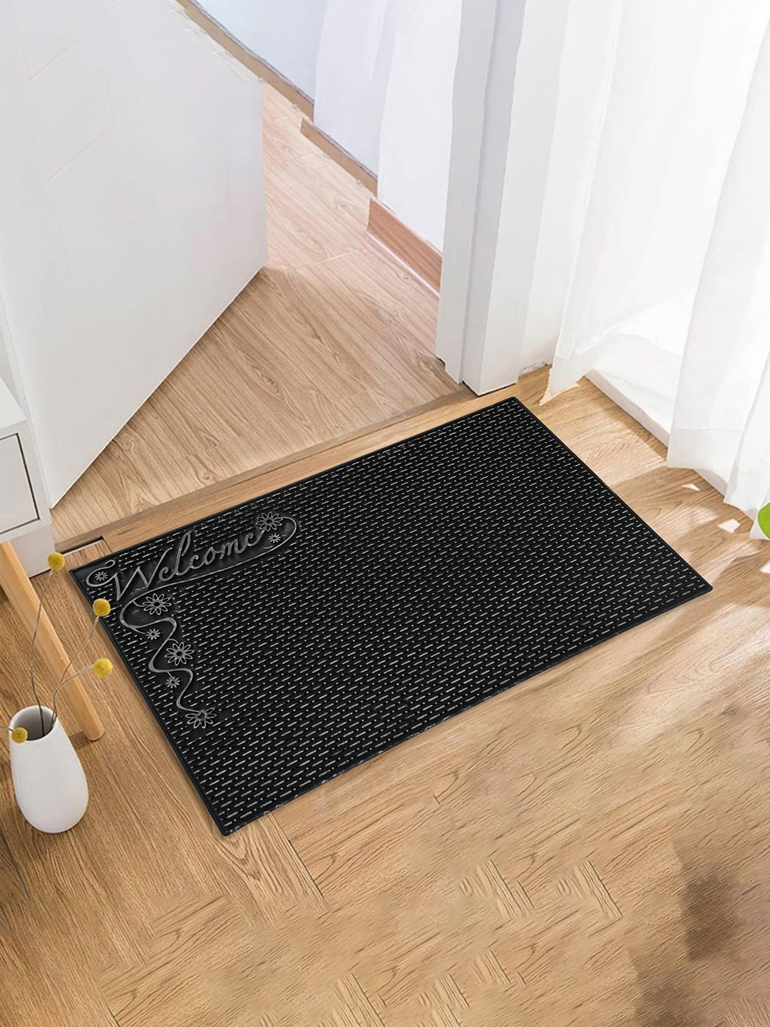 Kuber Industries Black & Grey Printed Stain Resistant Doormat