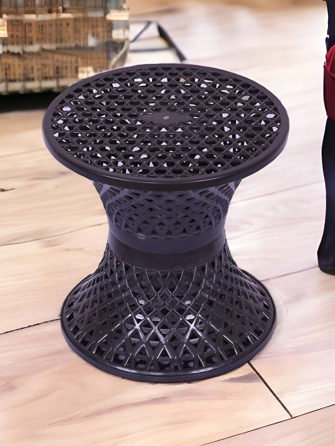 Kuber Industries Black Textured Seating Stool
