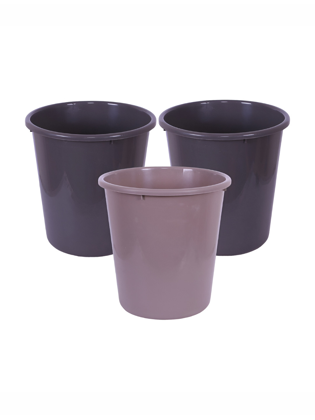 Kuber Industries Grey & Brown 3 Pieces Open Dustbins 7 L Each