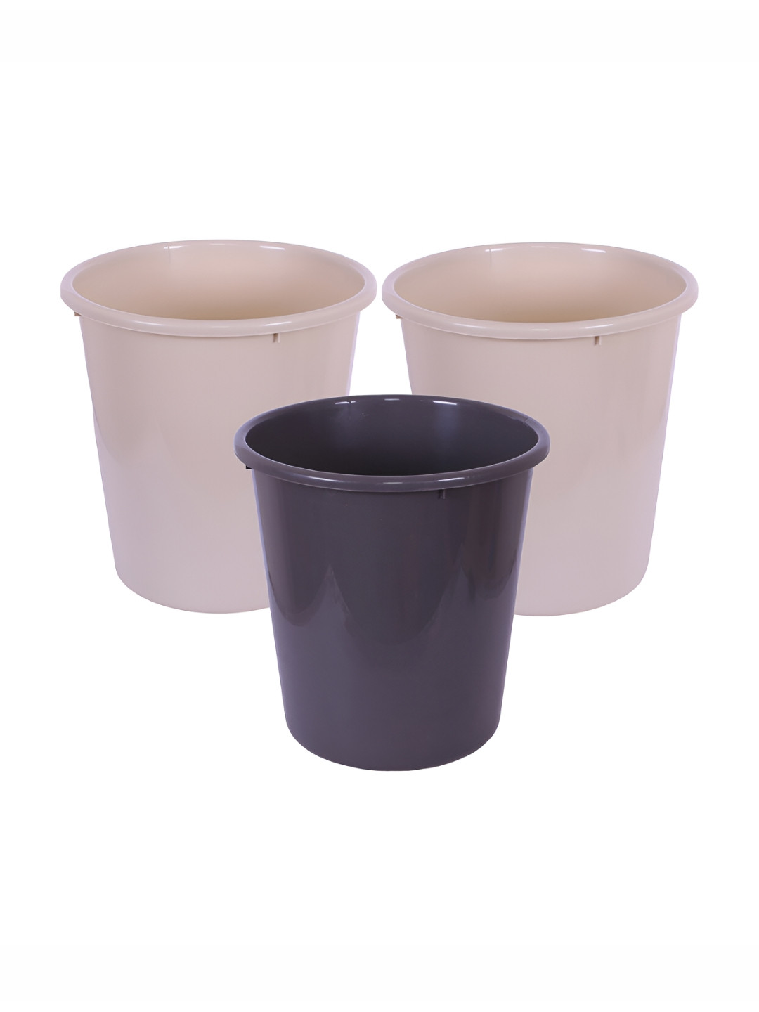 Kuber Industries Grey & Beige 3 Pieces Open Dustbins 7 L Each