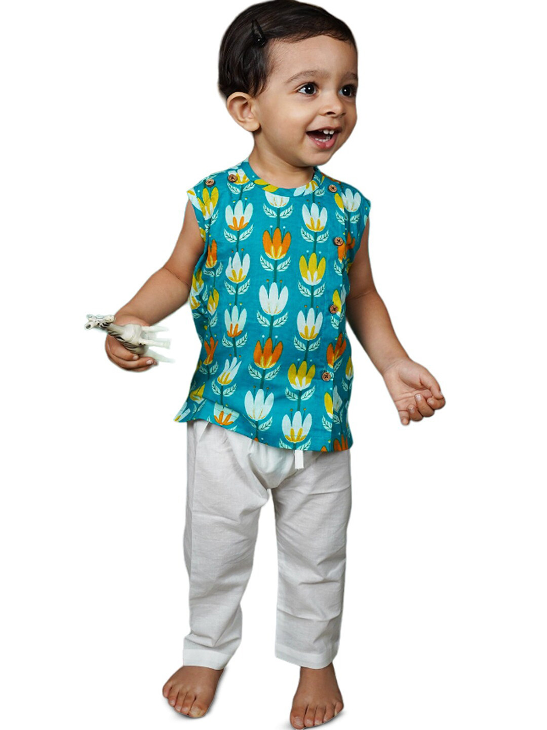 Polka Tots Unisex Kids Round Neck Sleeveless Printed Pyjama