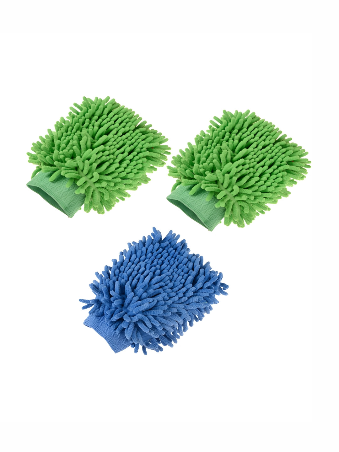 Kuber Industries Green & Blue 3 Pieces 50 GSM Microfiber Cleaning Gloves