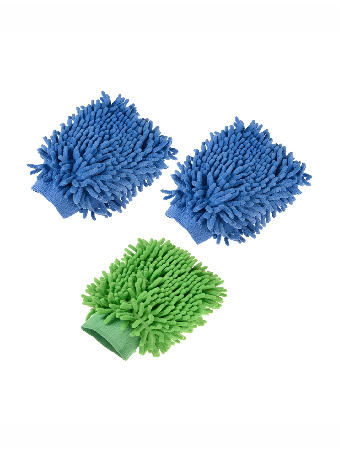 Kuber Industries Blue & Green 3 Pieces Microfiber 50 GSM Cleaning Gloves
