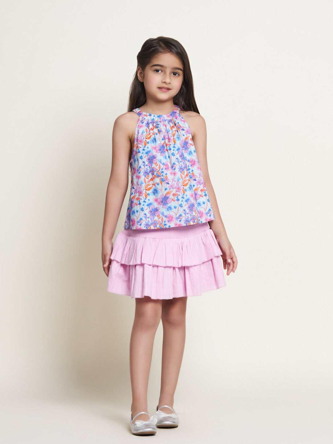 The Tribe Kids Girls Halter Neck Sleeveless Printed Beach Wear Top