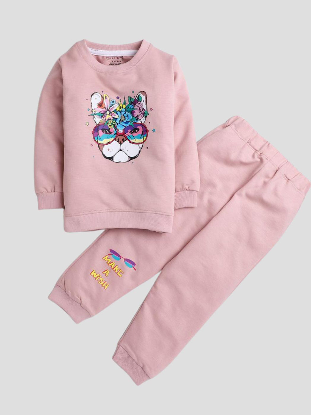 Polka Tots Unisex Kids Round Neck Long Sleeves Printed T-shirt with Trouser
