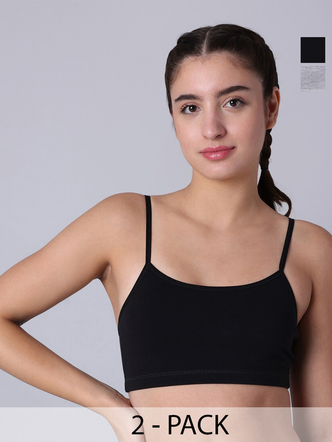 Sillysally Pack of 2 Non Padded Double Layer Workout Bras With All Day Comfort