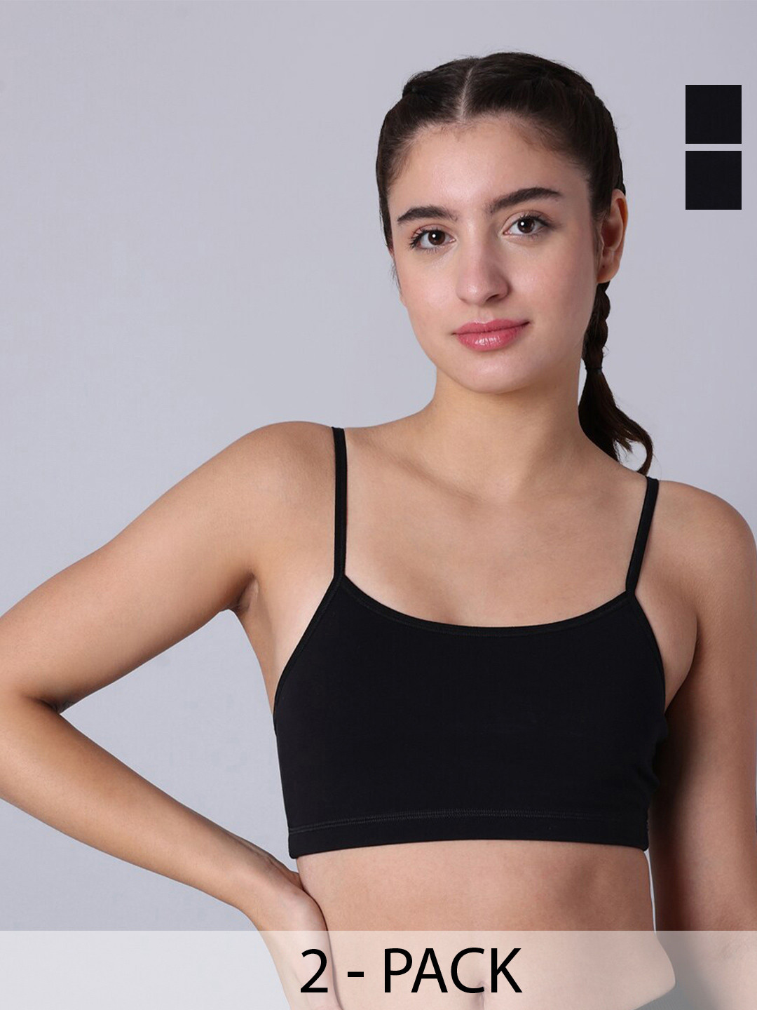 Sillysally Pack of 2 Non Padded Double Layer Workout Bras With All Day Comfort