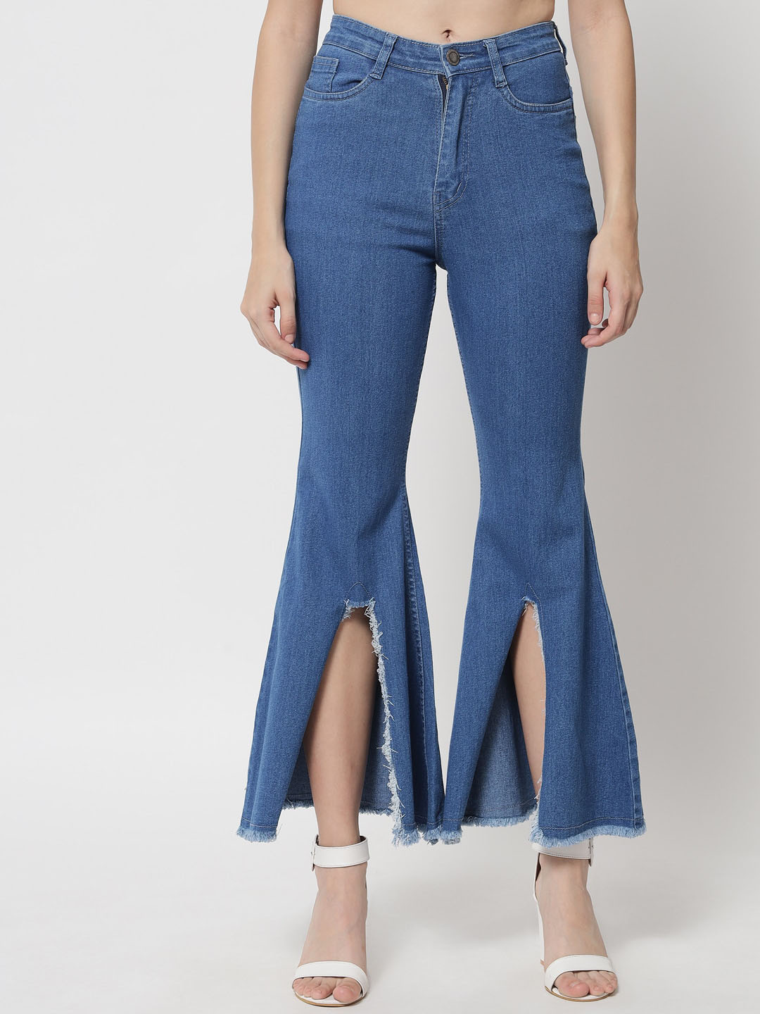 The Dry State Women Blue Straight Fit High-Rise Cropped Cotton Jeans