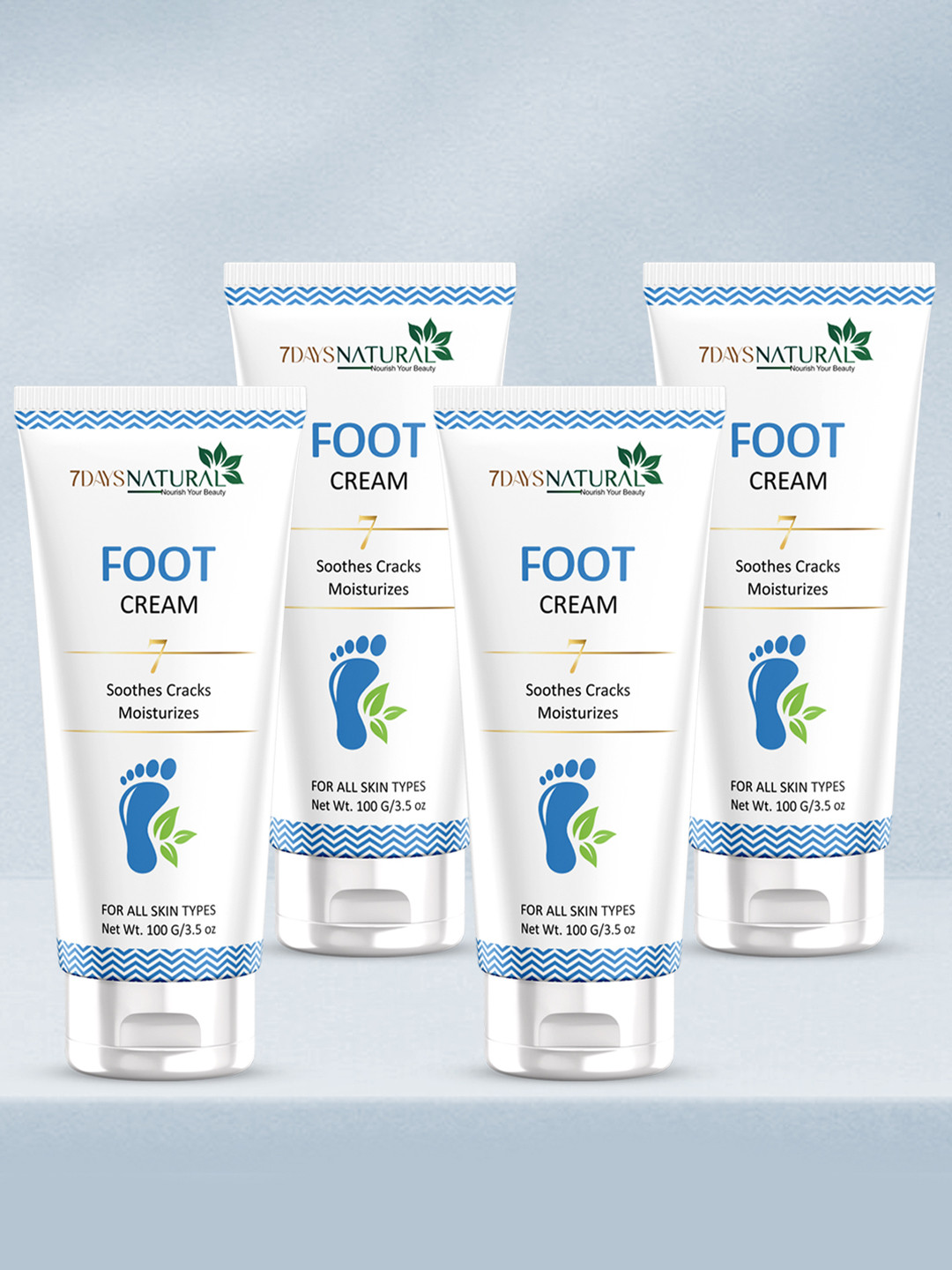 7DAYSNATURAL Set Of 4 Foot Cream For Dry & Cracked Feet - 100 gm Each