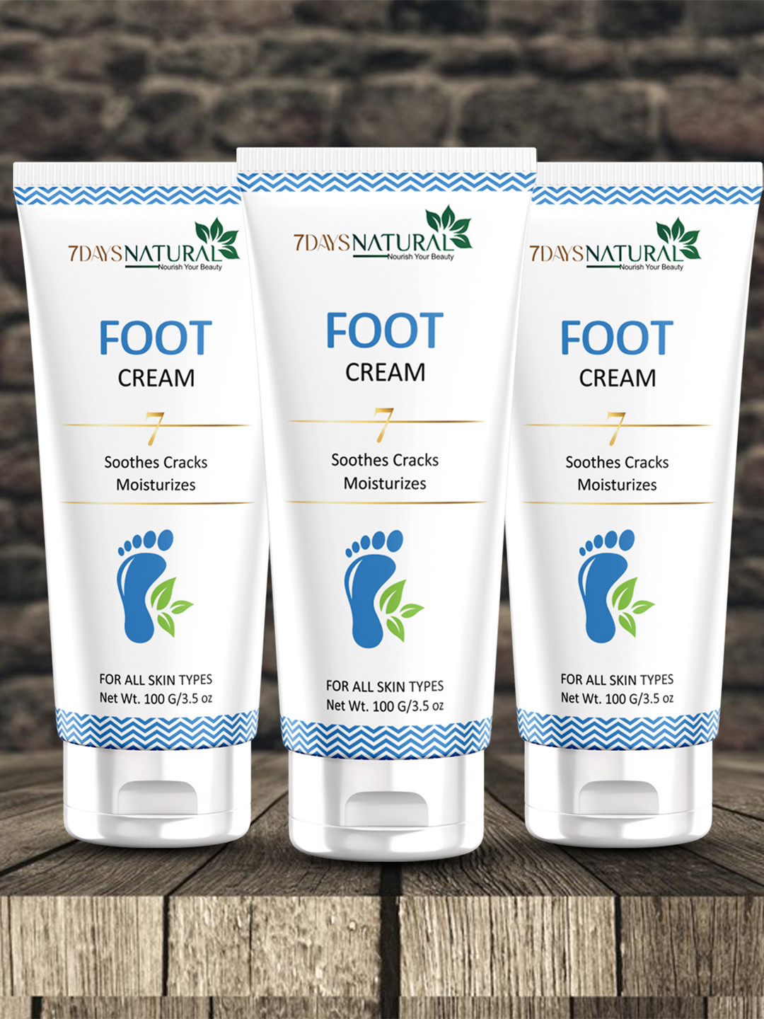 7DAYSNATURAL Feel Of Nature Set Of 3 Foot Cream For Dry & Cracked Feet - 100g Each