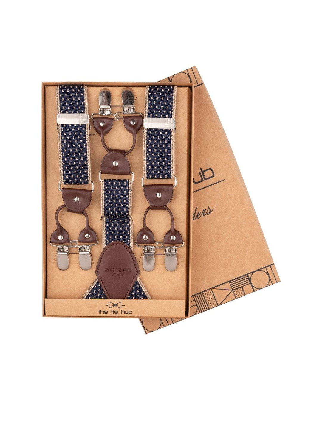 The Tie Hub Men Textured Y Back Clip On Suspender