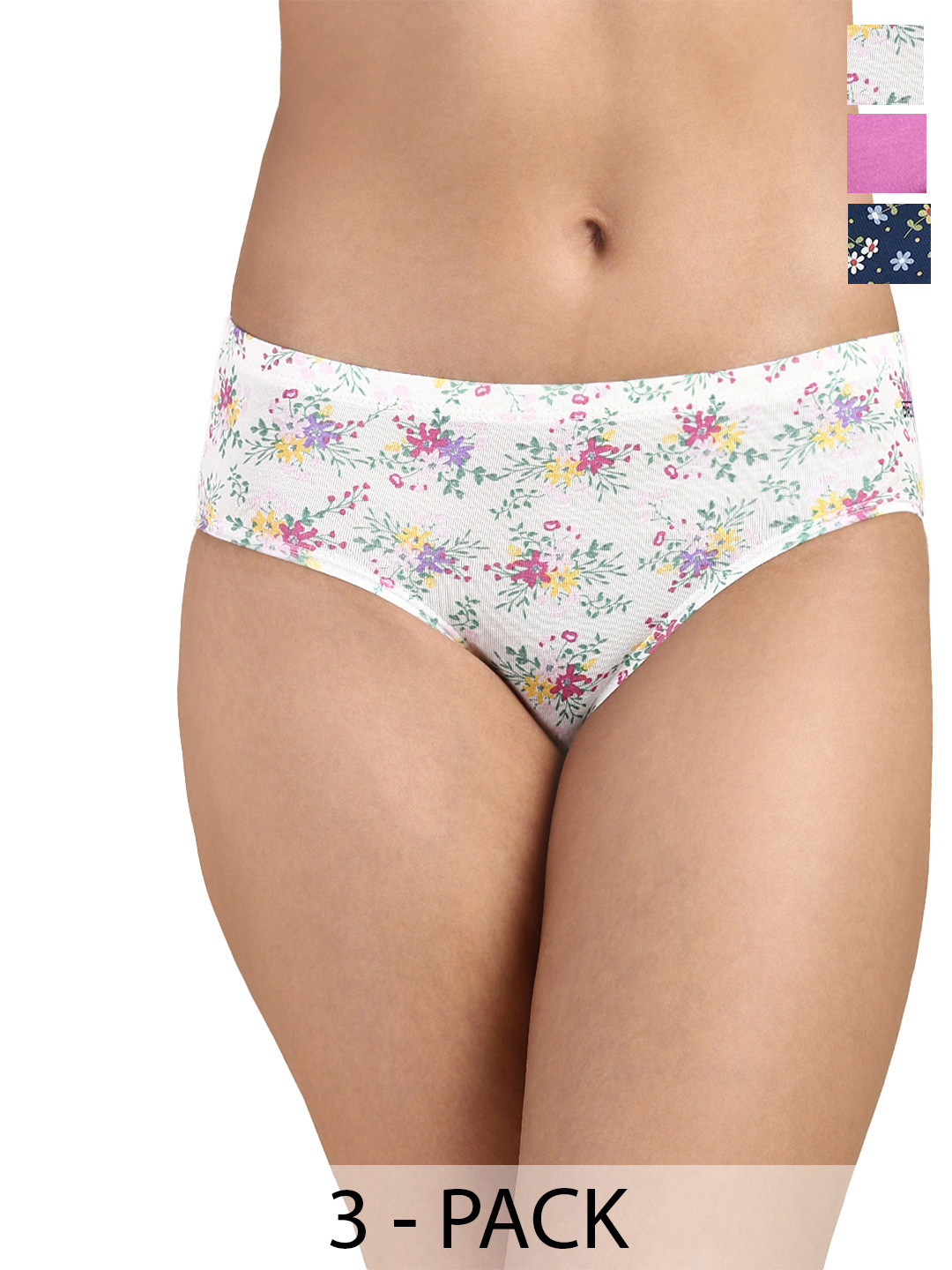 &CIRCUS Pack of 3 Seamless Printed Full Coverage Mid Rise Soft MicroModal Hipster Briefs