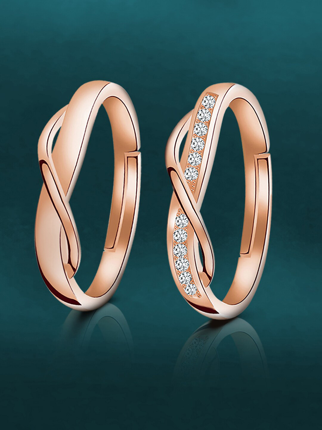 Peora Set Of 2 Rose Gold-Plated AD Studded FiCoupleing