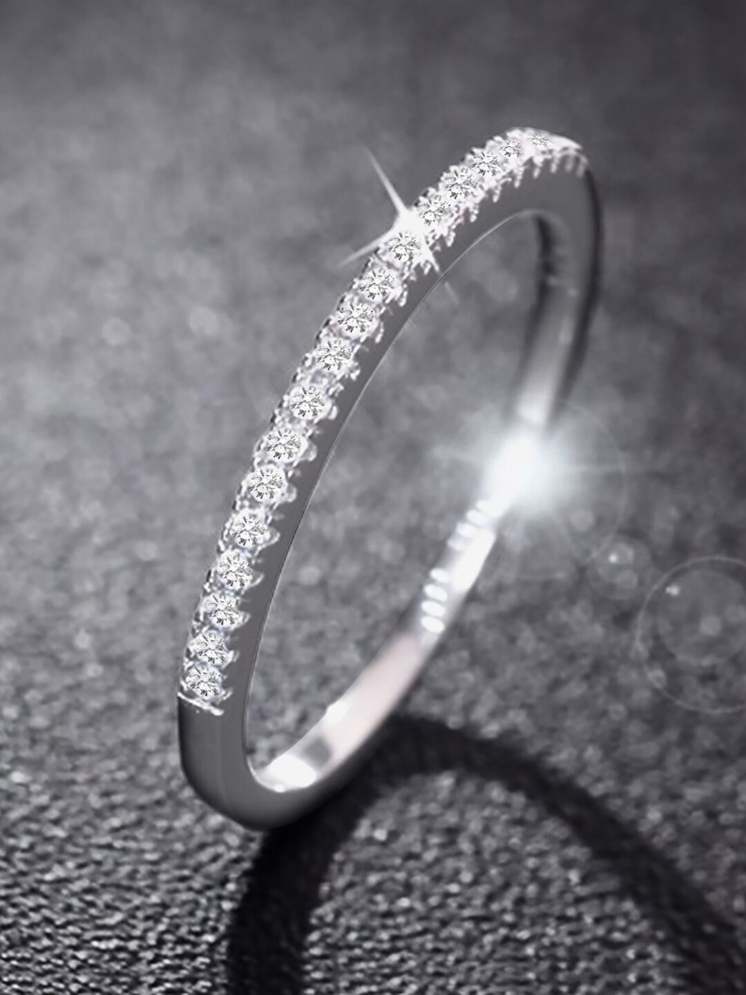 Peora Silver Plated AD Studded Solitaire Finger Ring