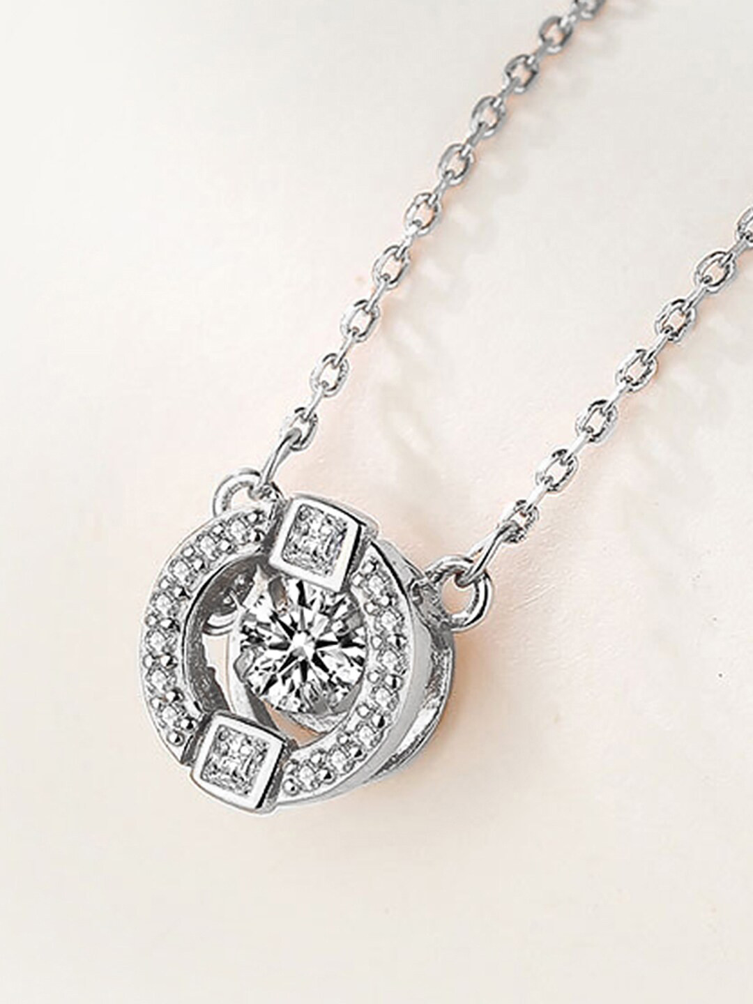 Peora Silver-Plated American Diamond Studded Chain