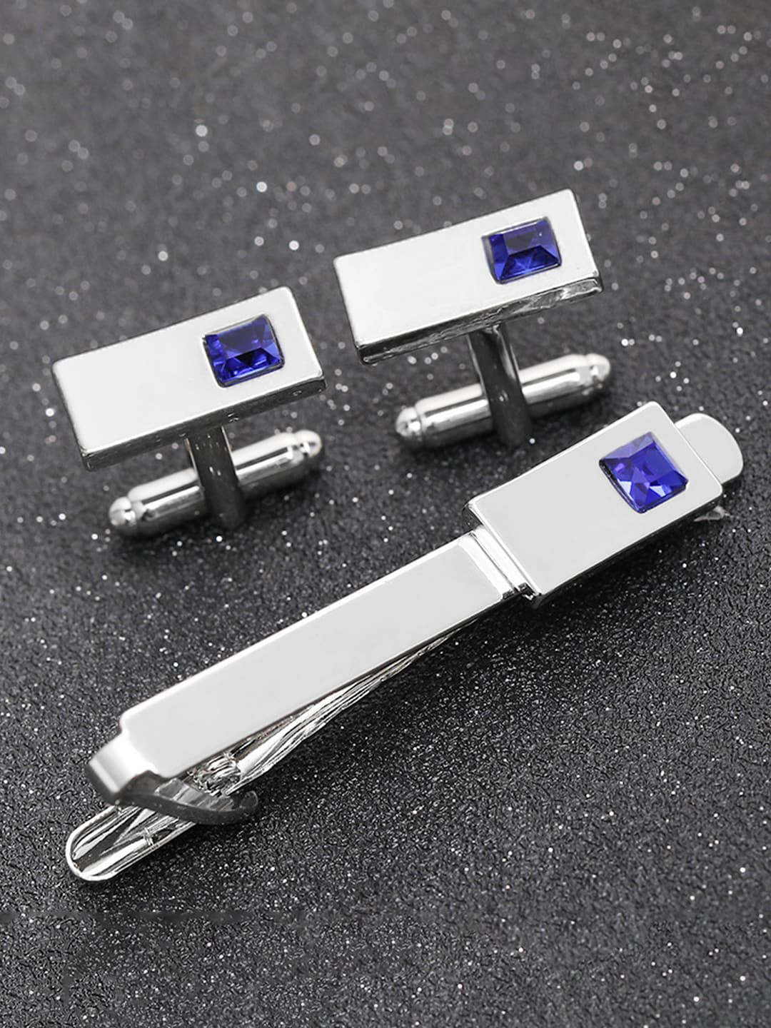 Peora Blue Cufflink & Tie Pin Set