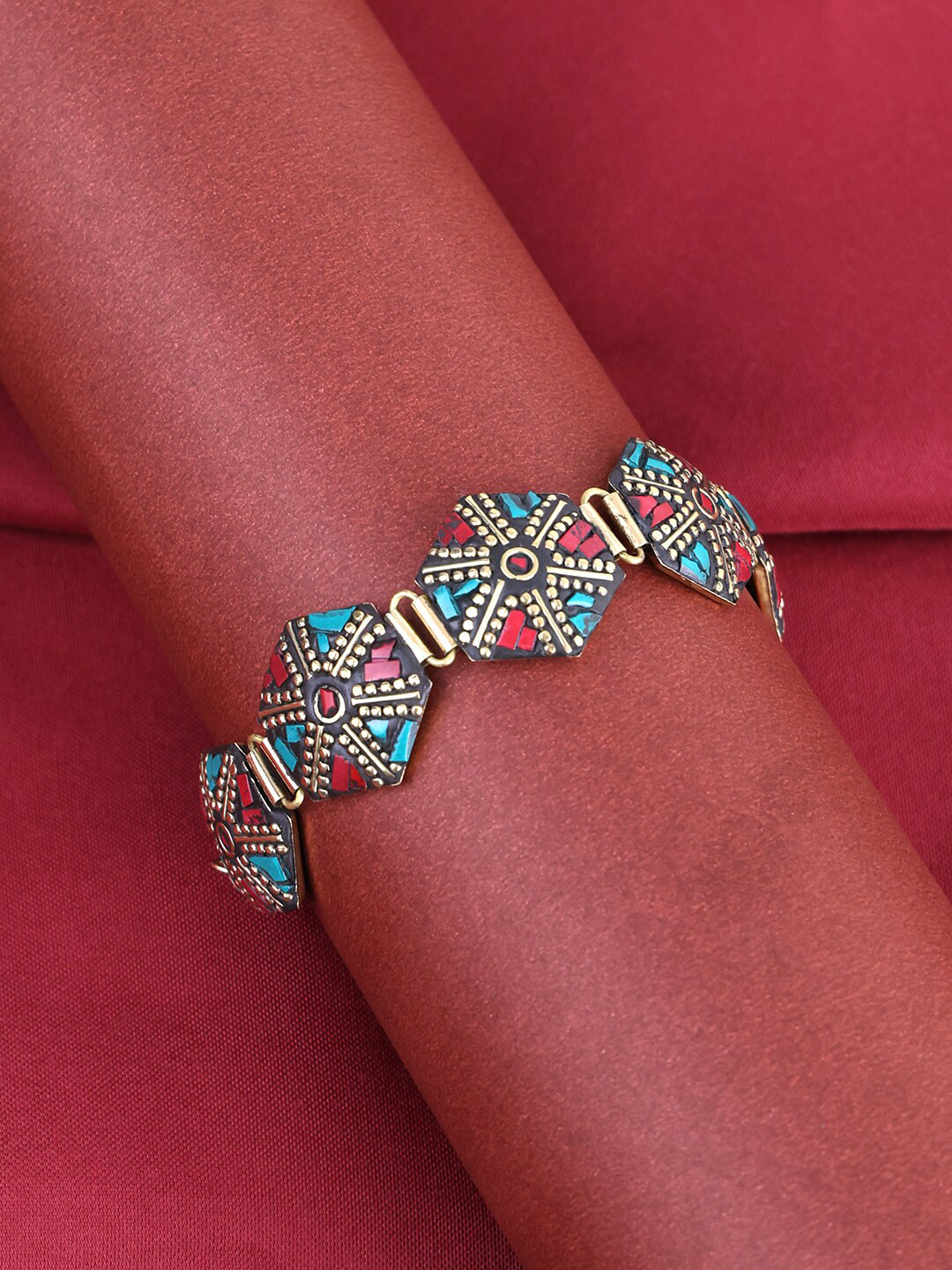 PANASH Carnelian Gold Plated Wraparound Bracelet