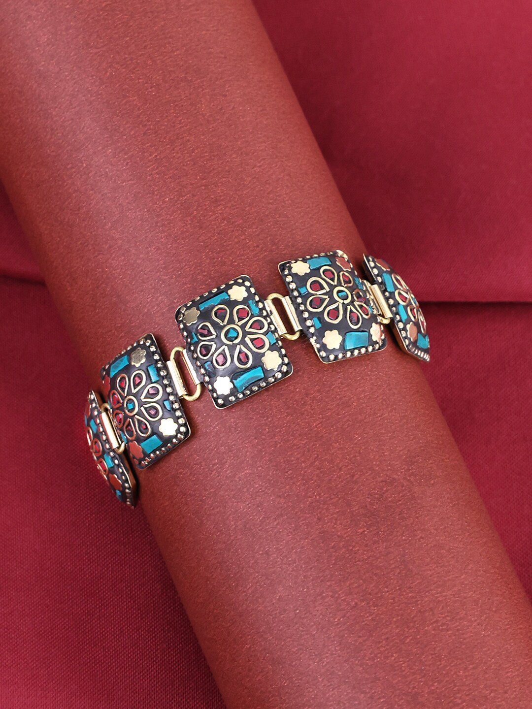 PANASH Carnelian Gold Plated Wraparound Bracelet