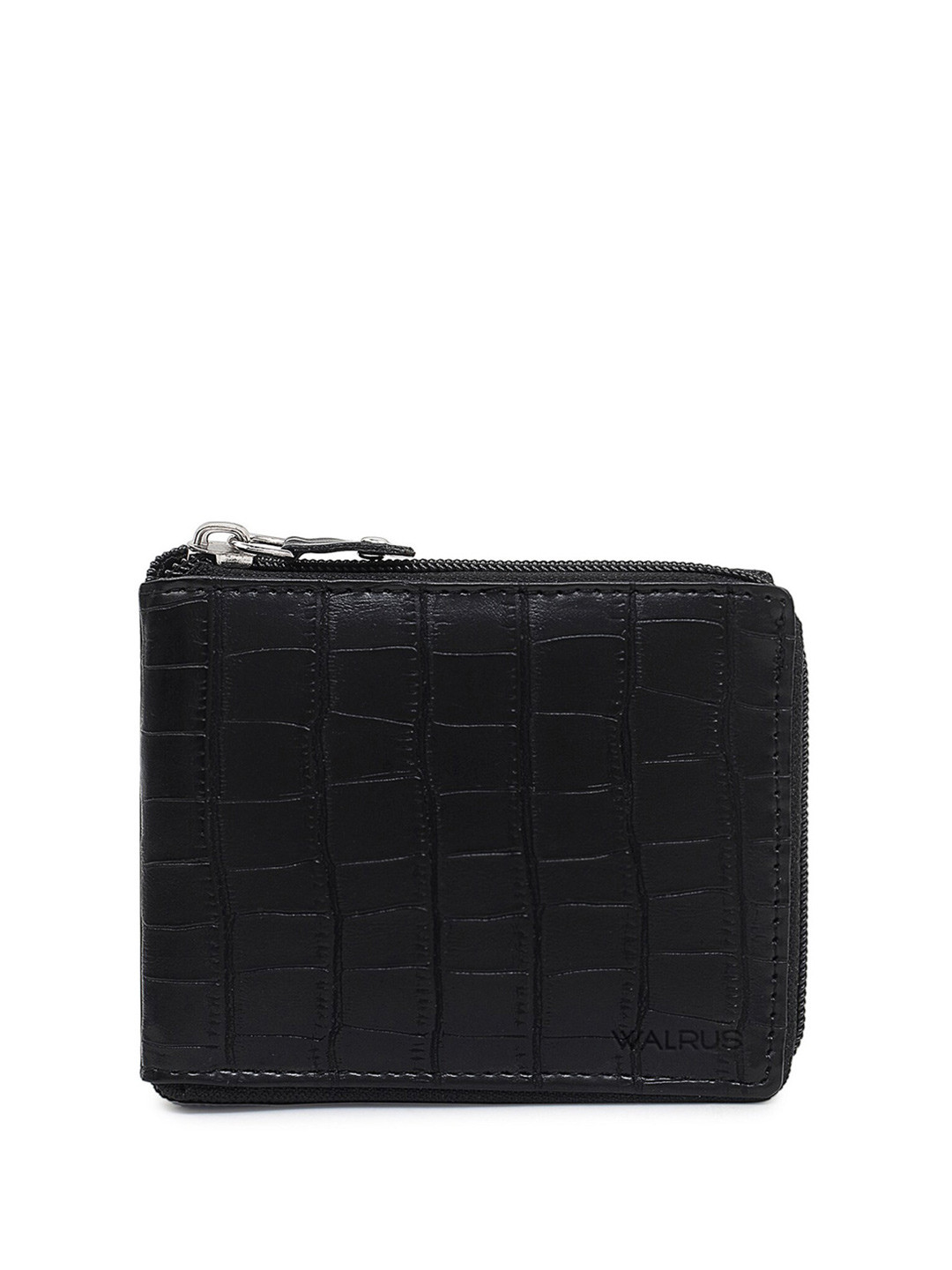 Walrus Men Animal Textured Zip Around Vegan Leather Wallet with SIM Card Holder