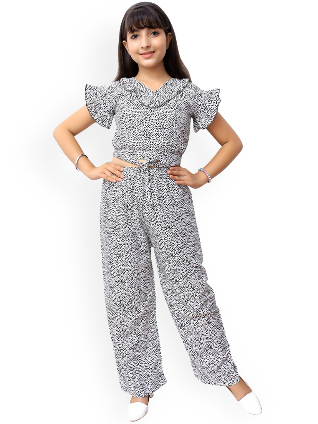 FELLAMO Printed V-Neck Short Sleeve Top And Trouser