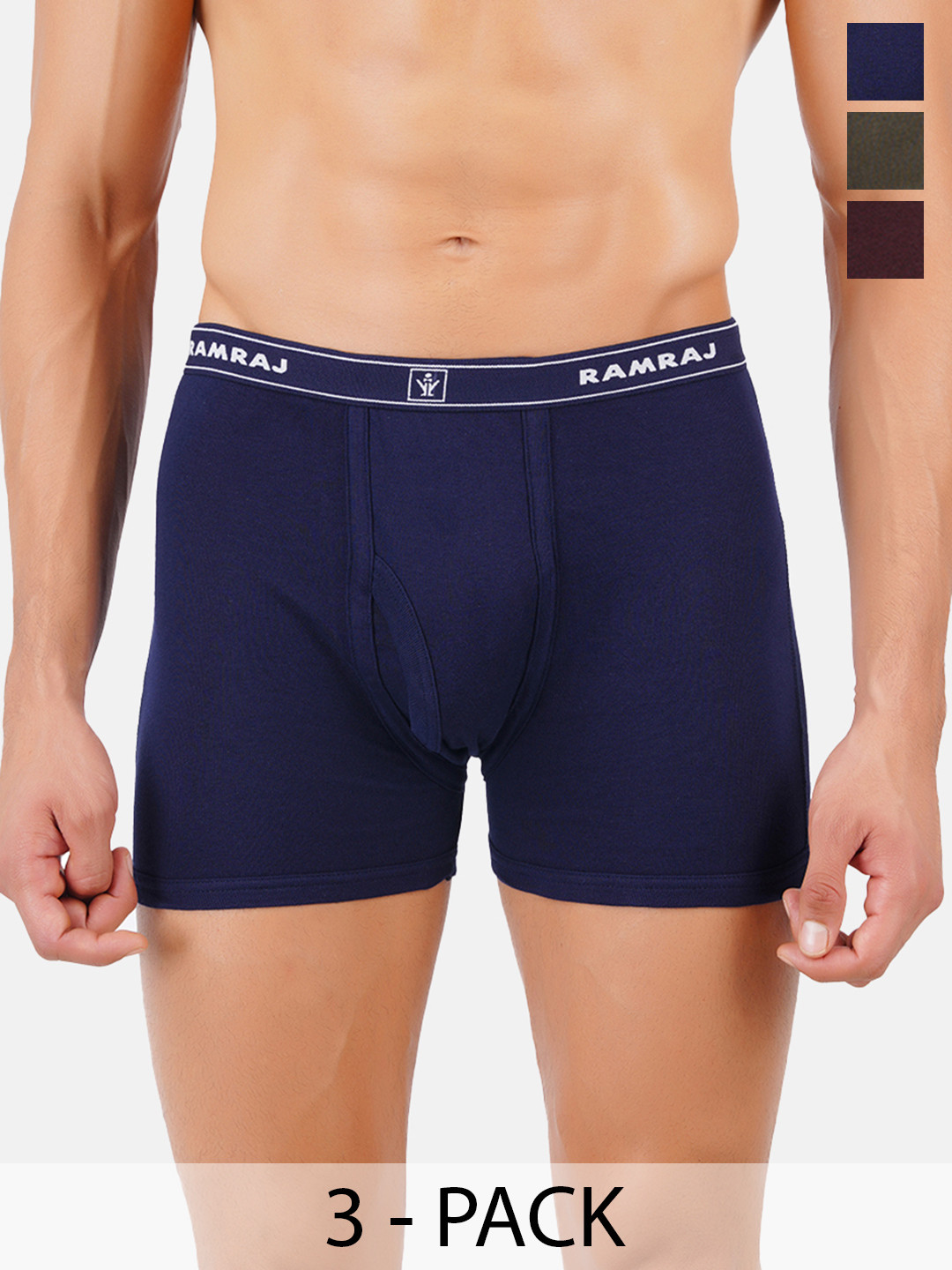 Ramraj Pack Of 3 Assorted Breathability Trunks IMAXRIBCWOPOET3P
