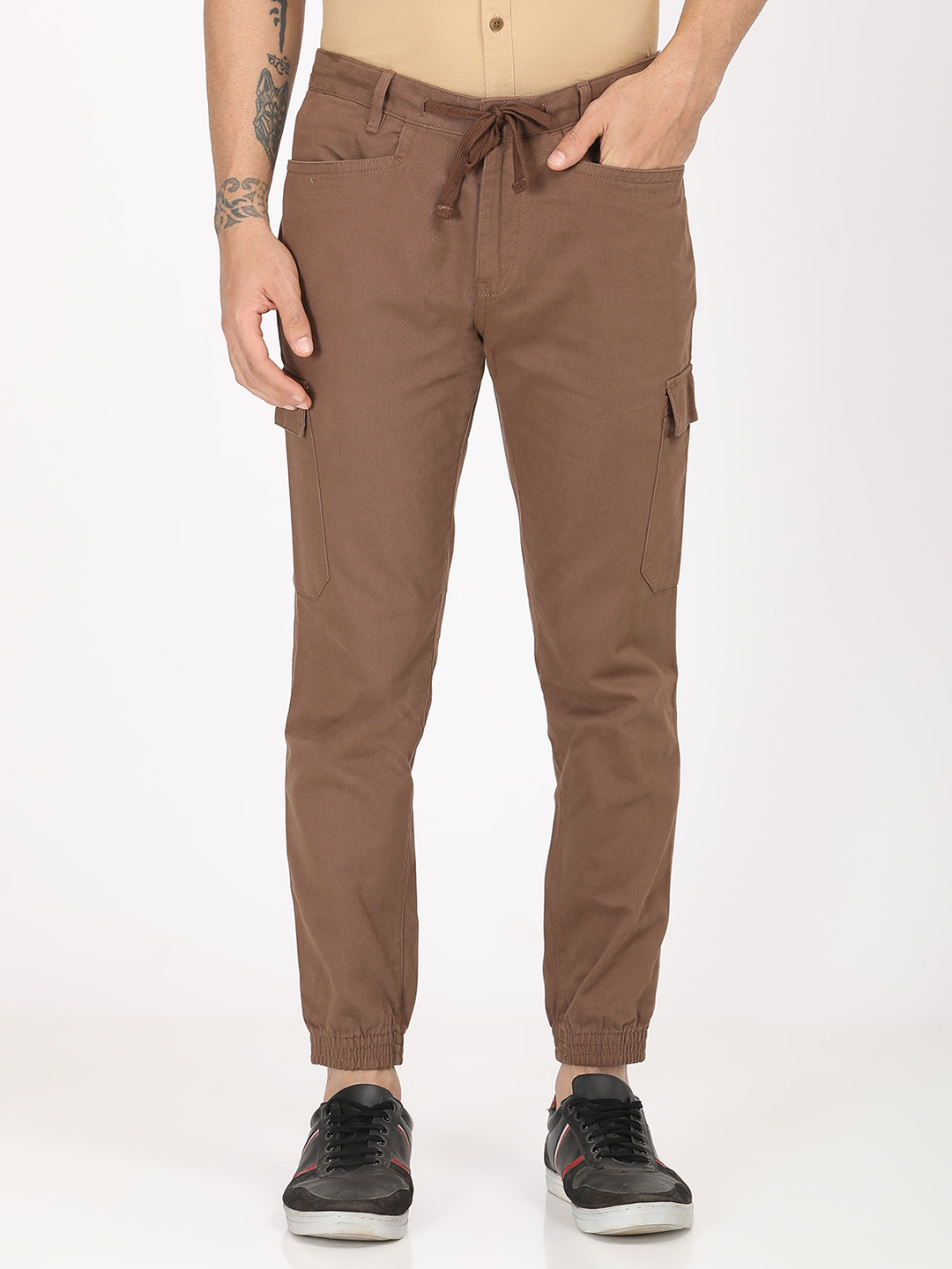 Indian Terrain Men Urban - C Tapered Fit Pure Cotton Cargos Trousers