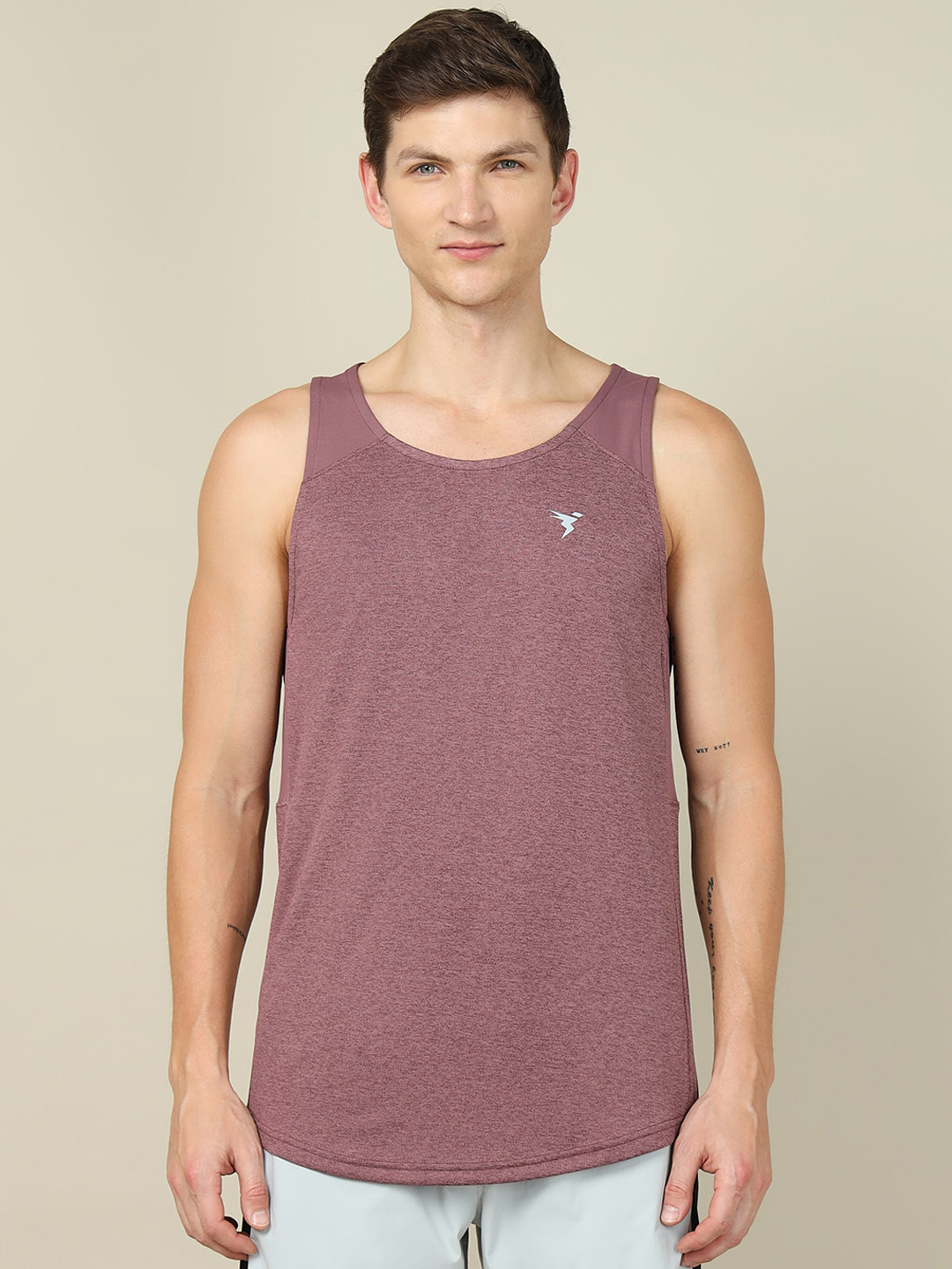 Technosport Round Neck UPF50+ Sun Protection Anti Odour Gym Innerwear Vest MTP757FGMSML