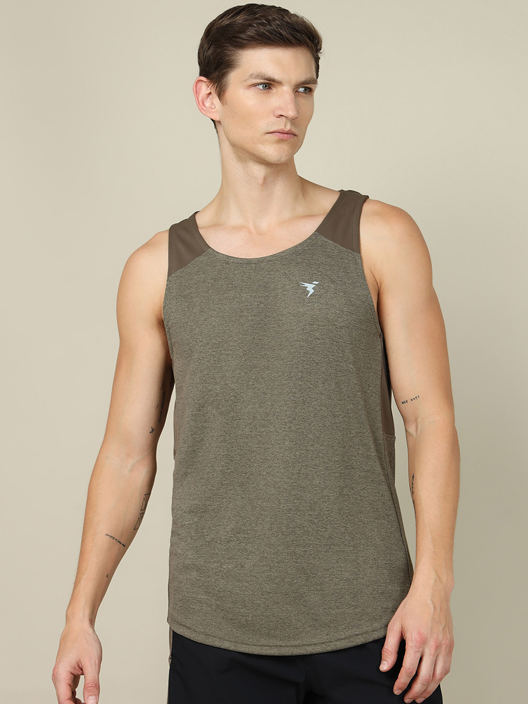 Technosport Round Neck UPF50+ Sun Protection Anti Odour Gym Innerwear Vest MTP757SGMSML