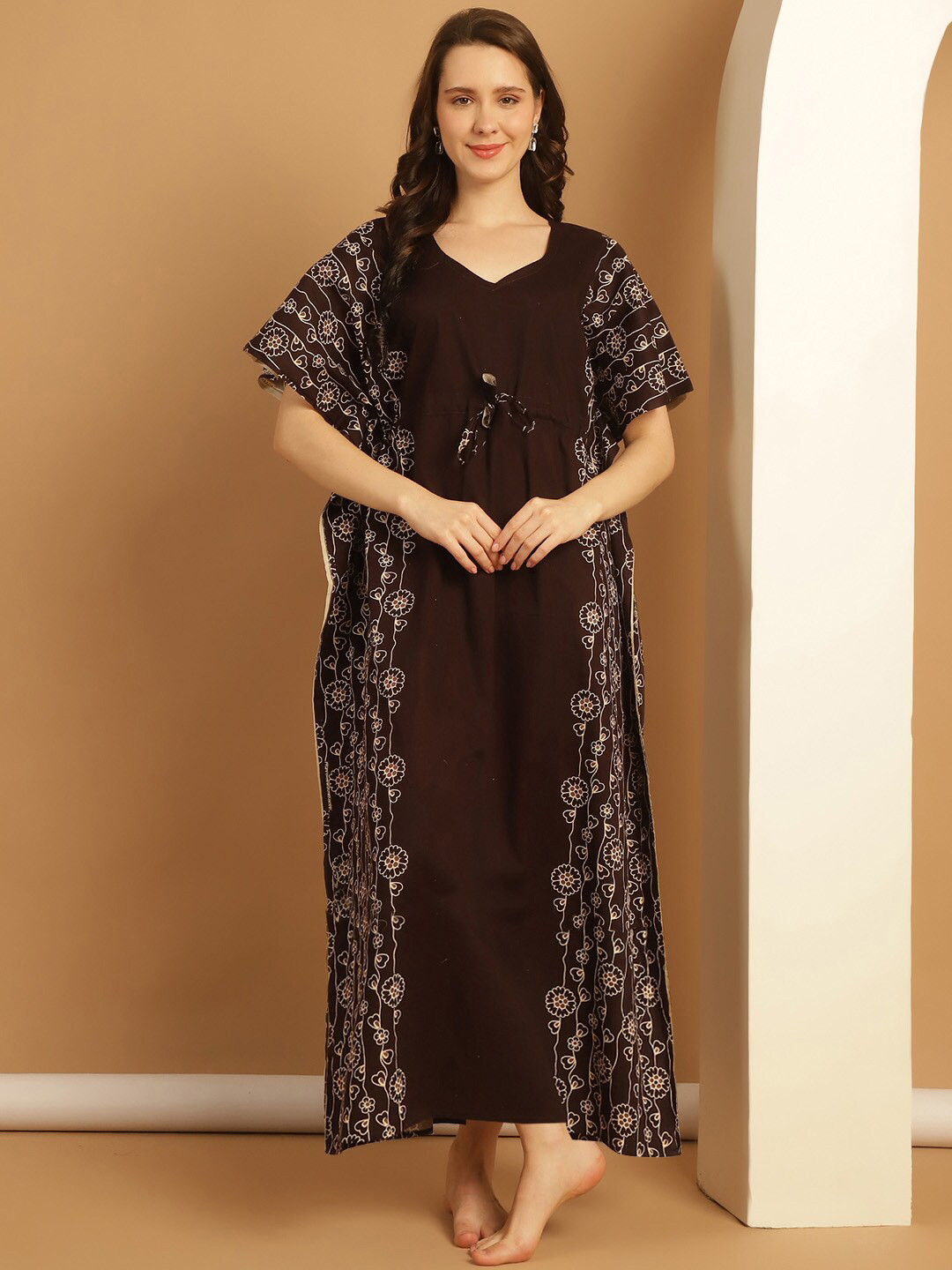 Secret Wish Printed Pure Cotton Kaftan Nightdress