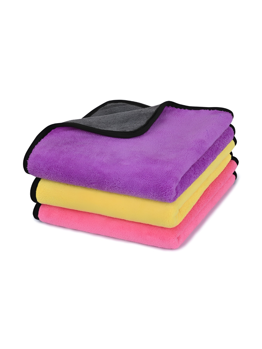 LOOM LEGACY Purple & Yellow 3 Pieces Microfiber Kitchen Towels