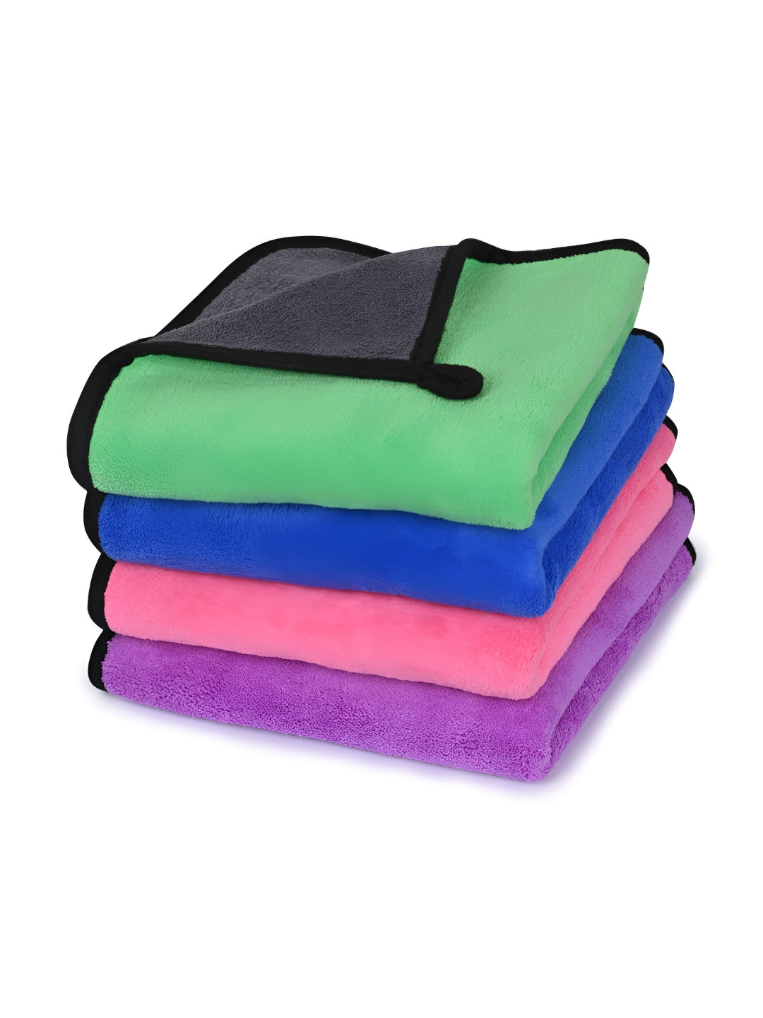 LOOM LEGACY Purple & Green 4 Pieces Microfiber Kitchen Towels