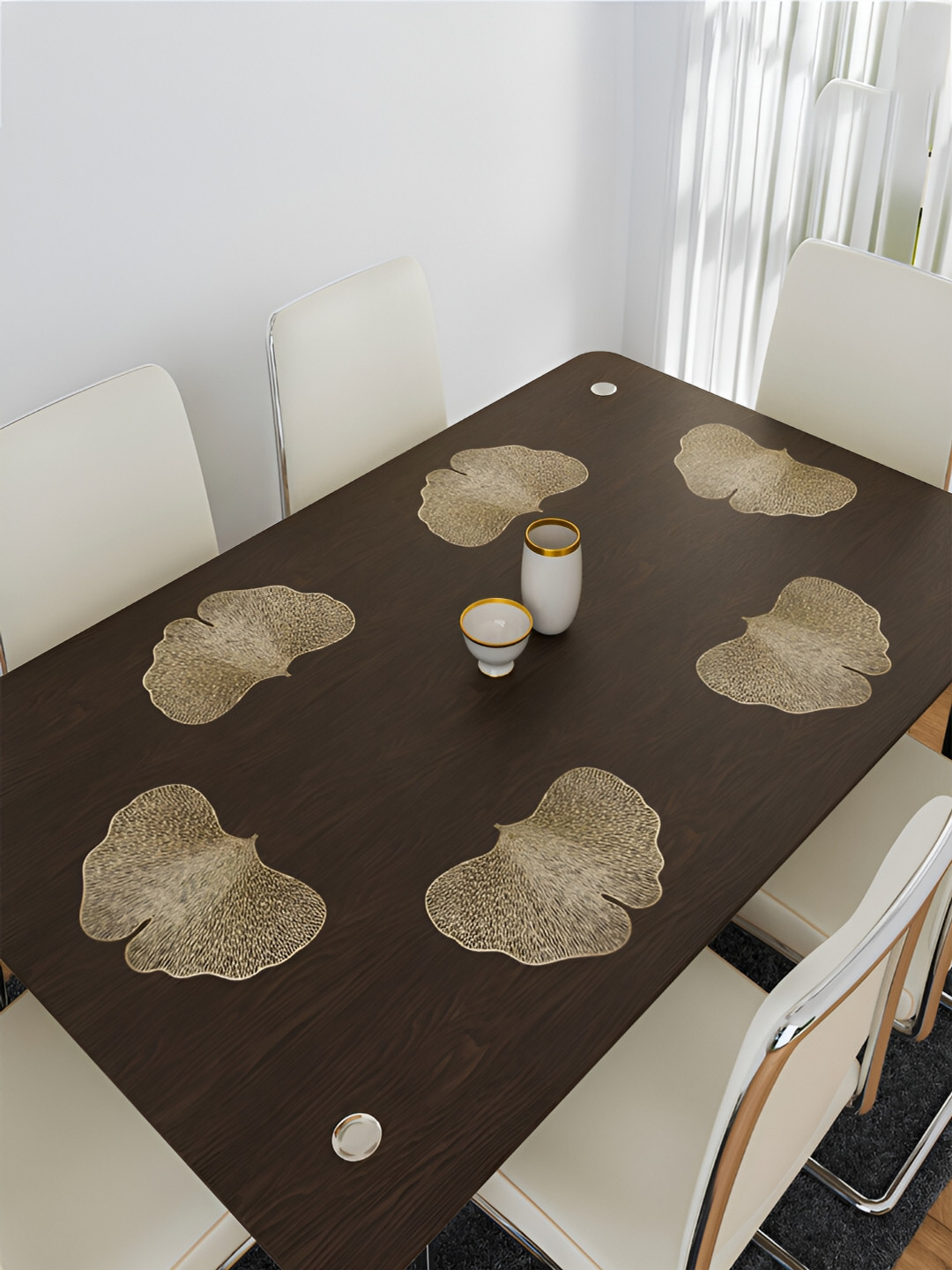 Kuber Industries 4 Pieces Beige Butterfly Shaped Table Placemats