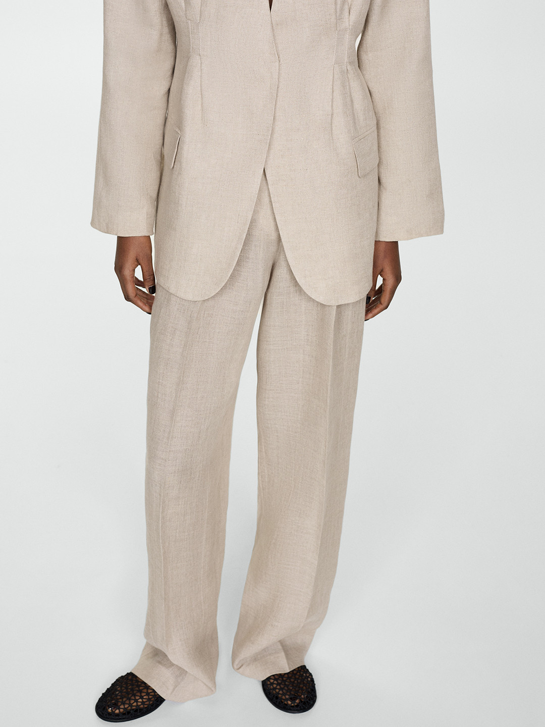 MANGO Women Linen Trousers